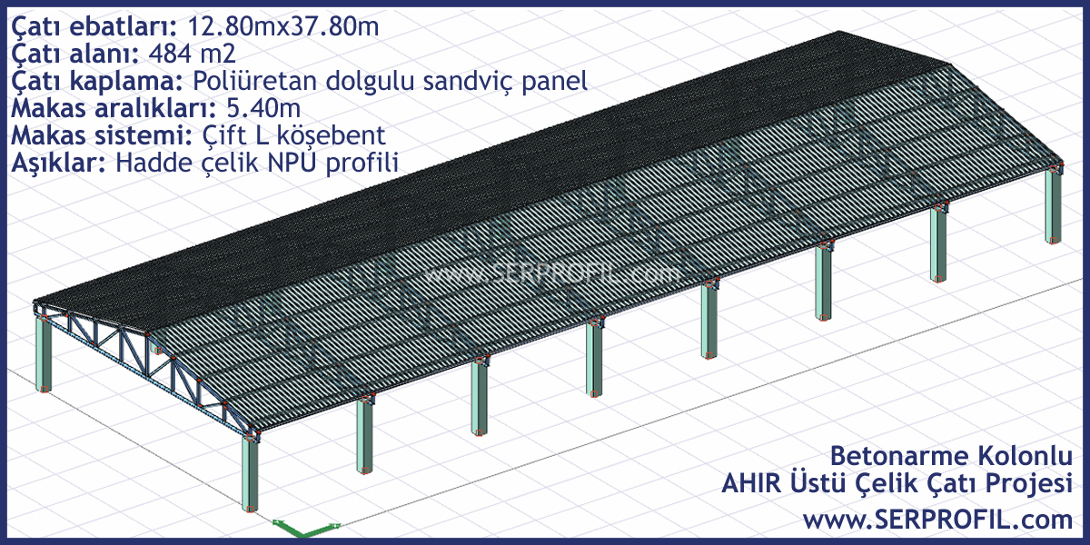 Betonarme Kolonlu Ahır Çatı Projesi 1