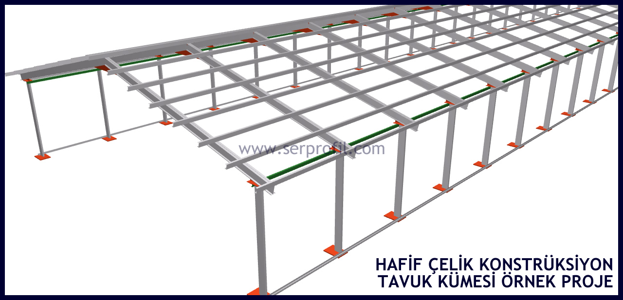 Hafif Çelik Tavuk Kümesi Proje Kesiti 1