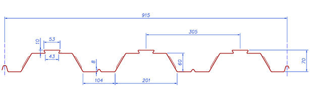 70/915 Beton Altı Trapez Sac Formu