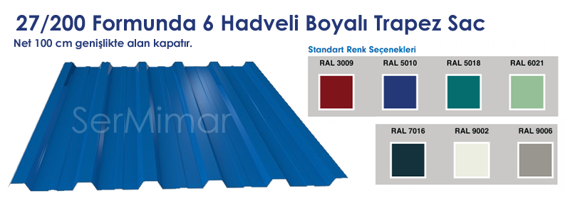 100cm Boyalı Trapez Sac Kesiti